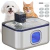 PawHut Fontana per Gatti in Acciaio Inossidabile 5L Bebedero Gatti Automatico Fontana d'Acqua per Più Animali con Luce LED Pompa Super Silenziosa Sensore di Movimento e Filtro a 3 Livelli | Aosom Italy