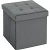 HOMCOM Pouf pieghevole con spazio di stivaggio, scatola contenitore, schiuma, MDF, Grigio | Aosom Italy