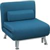 HOMCOM Poltrona Pieghevole con Funzione Letto, Poltrona Relax in Lino, Schienale Regolabile, 75 x 70 x 75 cm, Blu | Aosom Italy