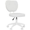 Vinsetto Sedia da Ufficio Girevole Rivestita in PU con Altezza Regolabile Senza Braccioli Portata 120 kg 46x59x82-92 cm Bianco | Aosom Italy
