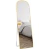 HOMCOM Specchio da Terra e Parete Moderno in Lega di Alluminio con Supporto Pieghevole, 50x161.5cm, Oro | Aosom Italy