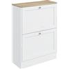 HOMCOM Mobile a scarpe 12 paia, mobile d'ingresso con 2 cassetti ribaltabili e ripiani regolabili, 60 x 24 x 80 cm, bianco | Aosom Italy