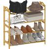 HOMCOM Scaffalatura porta-scarpe in bambù a 4 livelli porta-scarpe capacità 12 paia, 67,5 x 24,7 x 72 cm, effetto legno naturale | Aosom Italy