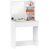 HOMCOM Tavolo da Trucco con Specchio, 3 Ripiani ad Angolo e Cassetto, in Legno e Vetro, 75x40x137 cm, Bianco | Aosom Italy