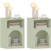 HOMCOM Set di 2 comodini, tavolo da notte con scomparti aperti, design arrotondato, 40 x 30 x 60 cm, verde chiaro | Aosom Italy