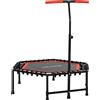 SPORTNOW Trampolino da fitness 114 cm, corde elastiche, maniglia regolabile 3 posizioni, trampolino per esercizi silenzioso, rosso | Aosom Italy