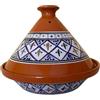 Generico La Maison Unique: Tajine Terracotta Marocchina Tunisina Diametro 32cm Pentola a Pressione Con Coperchio Piatto Etnico Marocchino Cucina Salutare - Qualità Premium - Blu