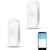 SENCKIT Sensore di vibrazione intelligente: rilevatore di rottura del vetro wireless, sensore di porta WiFi con allarmi app, sensibilità regolabile, sensore di sicurezza per sistema di allarme -2Pack