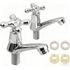 Bohaner 2 rubinetti per lavabo in ceramica tradizionale da bagno tradizionale doppia coppia di rubinetti caldi e freddi cromati