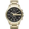 Armani Exchange Orologio per uomo, Movimento cronografo al quarzo e cassa da 46 mm con cinturino in acciaio, Tono oro e nero