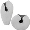 DRW Set di 2 vasi con apertura in ceramica in beige sabbia 23x12x35 cm
