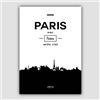 Artze Wall Art Paris Watercolour Skyline Cityscape Print - Stampa ad acquerello, 40 x 50 cm, colore: Nero/Grigio/Bianco
