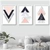Artze Wall Art Set di 3 stampe artistiche geometriche astratte a triangoli, 30 cm di larghezza x 40 cm di altezza, blu navy/rosa