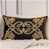 Aeckself Federa per cuscino con motivo floreale europeo, 30,5 x 50,8 cm, lussuosa, in velluto ricamato, decorativo, per divano, camera da letto, soggiorno, nero e oro