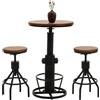 Mendler Set tavolo + 2x sgabelli bar HWC-N17, tavolino alto industriale poggiapiedi girevole altezza regolabile legno - marrone