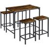 ReseeZac Tavolo da bar con 4 sgabelli da bar, set da pranzo da cucina, set tavolo da bar e sgabelli da bar, per cucina sala da pranzo soggiorno taverna, fiammato, tavolo da bar 100x60x90 CM