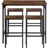 anrekl Set tavolo da pranzo e sedie da 5 pezzi, tavolo da bar alto per cucina, tavolino alto, adatto per cucina sala da pranzo soggiorno, tavolo da bar 100x60x90 cm, marrone scuro
