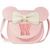 Bliceon Borsa a mano per ragazze, borsa personalizzata per bambini, portafoglio rosa con orecchie di topolino - regalo per bambini, regalo di compleanno per ragazze dai 3 agli 8 anni, Rosa-W