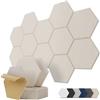 Kuchoow Pannelli Fonoassorbenti Esagonali Adesivi per Parete, 12 Pezzi Pannello Acustici Decorativi per Riduzione dell'Eco, Camera Da Letto, Soggiorno, Interni, Soffitto, 30x26x0,9 cm, Beige