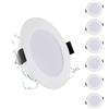 Grebeam 6 Pezzo Faretti LED da Incasso per Cartongesso 5W, 230V Luci da Incasso, ultrasottili 25mm, 450LM, IP65, Bianco Caldo 3000K, Foro Ø75-90mm, Faretti LED da Soffitto per Bagno Cucina