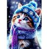 NEWENMO 5D Carino Gattino Diamond Painting Set per Adulti,Gatti Invernali Pittura Diamante Kit Completo,Cartoon Diamond Art Kit,DIY Animale Diamant Painting,Adatto per Decorazione Domestica,30x40cm