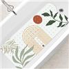 SHUCHING Boho Foglie Tappetino Antiscivolo Vasca da Bagno 100x40cm, Tappeto Doccia Antiscivolo Senza BPA, Tappetino Bagno Resistente alla Muffa e Lavabile in Lavatrice