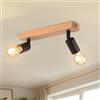 LVWIT Faretti LED da Soffitto Orientabili Nero, Faretto da Interno con 2 Lampadine LED E27, Base di Legno, Faretti Soffitto Retrò per Barra, Salotto,Cameretta, Cucina (Lampadine Escluse)