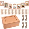 zorvixal 40 Pezzi Marrone Portafoto Cornice in cartone,15 X 10cm Portafoto Cartoncino con 40 Pezzi Clip e 8M Corda da Appendere,Cornice Portafoto in Carta Kraft,per Foto DIY,Cornici Carta,Hanging Decorazione