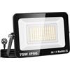Willpower Faretto LED esterno interno proiettore LED 75 W 7,500 LM faretti di luce 3000 K bianco caldo IP66 luce di inondazione illuminazione per garage cortile giardino terrazza parco lavoro con