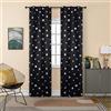 GIRASOLE HOME® Coppia Tende Oscuranti Morbide Fantasia Stelle Argentate Tenda Morbida per Interni con Tasca e Passanti Nascosti 2 Pannelli (Nero, 70x235cm)