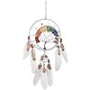 Pretty Jolly 7 Chakra Albero della Vita Cacciatore di sogni Decorazione da parete con arcobaleno di cristallo di guarigione pietra fatta a mano piuma Grigio DreamCatchers per camera da letto benedizione regalo di
