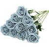 LEUCHTAMOR 10 rose artificiali, rose realistiche, finte di seta, per fai da te, matrimoni, bouquet da sposa, composizioni, feste e decorazioni per la casa (grigio)