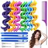 MSIHEY 30 pezzi di arricciacapelli per capelli lunghi senza danni ai capelli + 4 fermagli per capelli High Top + 1 pettine di bellezza + 2 ganci per lo styling, set di bigodini a spirale senza calore
