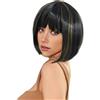 EUPSIIU Parrucca Bob con frange Dritto Breve Charming Bob con Bangs Parrucche per Donna Natura Resistente al calore Fibra sintetica Partito Parrucca quotidiana Cosplay Costume (Marrone)