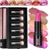 Anglicolor 6PC Mini Rossetto Glitter Set Combo Labbra,Lipstick Metallizzato Lucido,Rossetti Texture Cremosa,Formula Idratante,Trucco Naturale Idratante Per Le Labbra,Regalo Perfetto