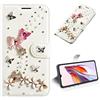 BLOTECH Strass Wallet Custodia per Redmi 13C Cover Bling Bling Glitter Brillantini Brillante Case Shell Wallet Premium PU e Glitter Brillanti 3D Farfalla Fiori Rosa Strass Cover Magnetico Cover