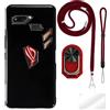 ESACMOT Custodia progettata per Asus ROG Phone ZS600KL (6) + tracolla regolabile e cordini da collo, cinturino da polso morbido e supporto ad anello stile Mecha con cavalletto