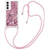 SNCLET Custodia per Samsung Galaxy A55 5G con Cordino Glitter Sabbie Mobili Liquido Custodia Cordino a Tracolla Cordino Regolabile Lanyard Sottile Morbido Silicone Custodia per Samsung A55 5G,Rosa-1