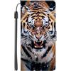 EuoDuo Cover Libro per Xiaomi Mi 11 Lite 5G / 5G NE Custodia Libretto in Pelle Motivo Animali Portafoglio con Porta Carte Magnetica Flip Case Protettiva - Tigre Marrone Bianco