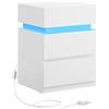 VASAGLE KAILYN Collezione - Comodino con Striscia Luminosa di Luci a LED Multicolore Variabile, 3 Cassetti, Tavolino in Stile Moderno, 35 x 40 x 55 cm, Bianco LET630T10
