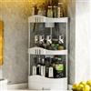 BAKAJI Mensola Angolare Bagno con cassetto, Organizer Multiripiano in Plastica dura, Unità di Mensole ad Angolo Portaoggetti, Scaffale Organizer Minimal per Bagno, Cucina, Ufficio, Casa (3 Ripiani)