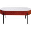 KARE Design tavolo da divano Ballabile Storage, arancione/bianco, ripiano apribile con contenitore, rivestito di tessuto velluto a coste, forma ovale, per sala, soggiorno, lounge, 46x114x60 cm