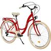 Balticuz OU Bicicletta comfort con supporto posteriore, bicicletta olandese da donna, City bike, retrò, vintage, 28 pollici, rosso, 7 marce