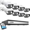 ZOSI 5MP Kit Videosorveglianza PoE, 8X 5MP Telecamera Esterno, Rilevamento di Persone/Veicoli, 16CH NVR con 4TB disco rigido, Audio Bidirezionale, Visione Notturna a Colori, Protezione 24/7, C1825A