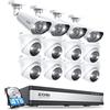 ZOSI 4K Kit Videosorveglianza PoE, 16CH 4K 4TB NVR con 12X 8MP Telecamera PoE, Visione Notturna a Colori, Audio Bidirezionale, Rilevamento Umano, Allarme Luminoso e Sonoro, Registrazione 24/7