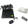 openspaceshop Kit di videosorveglianza H264 CCTV, 4 canali con telecamera a infrarossi DVR, 4 alimentatori, 4 uscite, Hard Disk da 500 GB