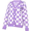 WANHONGYUE Kawaii Kuromi Cardigan Donna Invernale Maglione Pullover Scollo a V con Bottoni Maglia a Maniche Lungo Aperta Davanti Giacca Cappotto Viola S