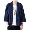 Daoba Uomo Cappotto Kimono Haori Jacket Cloak Cardigan Linen Giacca