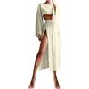 HAOLEI Set Da Donna Aderente Estate Di 2 Pezzi Crop-Top Senza Maniche + Gonna Lunga Con Spacco Sexy Estivo Lino Set Larghi Completo da Spiaggia Abbigliamento Donna Saldi Regalo per la Festa della Mamma