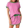 Generico Tuta Donna Completa,Estivo Chic Completino Maglietta Maniche Corte E Pantaloni Set Curvy Taglie Forti Tute 2 Pezzi Pantalone Estivo Larghi Completa per Relax, Casa Tempo Libero